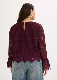 Kanten blouse met volants, bonprix
