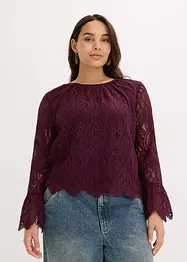Kanten blouse met volants, bonprix
