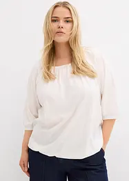 Katoenen shirtblouse met carréhals, halflange mouw, bonprix