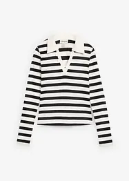 Geribd poloshirt met lange mouwen, bonprix
