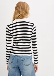 Geribd poloshirt met lange mouwen, bonprix