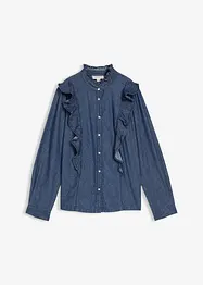 Spijkerblouse met volants, van katoen, bonprix