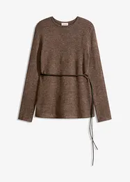 Gebreid shirt met wol en strikbandje van imitatieleer, bonprix