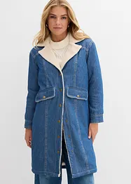 Lange spijkerjas met warme teddy voering voor de winter, bonprix