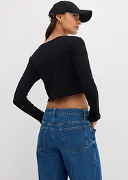 Kort geribd shirt, bonprix