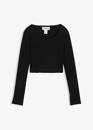 Kort geribd shirt, bonprix