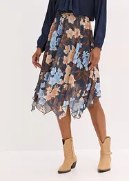 Midirok van chiffon met een asymmetrische onderkant, bonprix