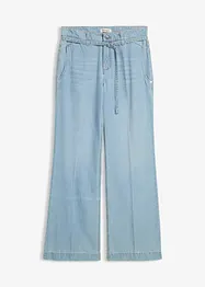Wide leg jeans mid waist met riem, bonprix