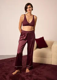 Geribde bralette met biologisch katoen en kant, bonprix