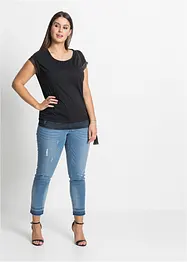 Boxy shirt met kant van katoen, bonprix