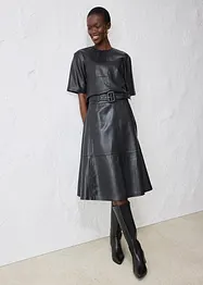 Leren rok van lamsnappa met riem (2-dlg. set), bonprix