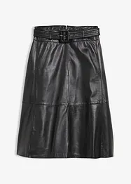 Leren rok van lamsnappa met riem (2-dlg. set), bonprix