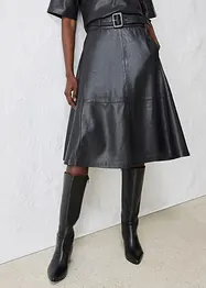 Leren rok van lamsnappa met riem (2-dlg. set), bonprix