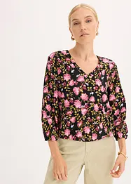 Chiffon blouse met bloemenprint en ruches aan de zoom, bonprix
