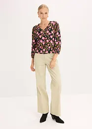 Chiffon blouse met bloemenprint en ruches aan de zoom, bonprix