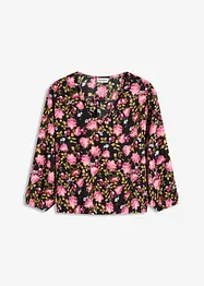 Chiffon blouse met bloemenprint en ruches aan de zoom, bonprix
