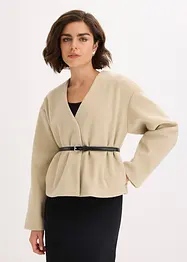 Oversized blazer met riem in wollook, gewatteerd, bonprix