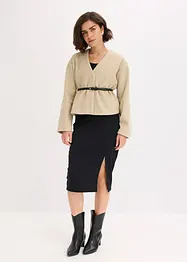 Oversized blazer met riem in wollook, gewatteerd, bonprix
