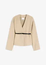 Oversized blazer met riem in wollook, gewatteerd, bonprix