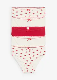 Slip van zachte ribtricot met satijnen strikje (set van 5), bonprix