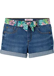 Meisjes jeans short met ceintuur, mid waist, bonprix