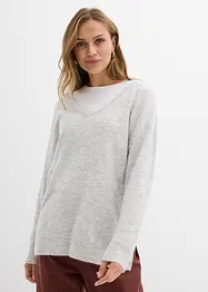 Lange oversized trui met splitten opzij, bonprix