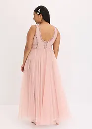 Maxi jurk van fijne tule met paillettenborduursel, bonprix