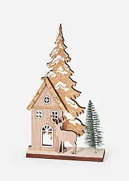 Decoratief huisje met dennenbomen, bonprix