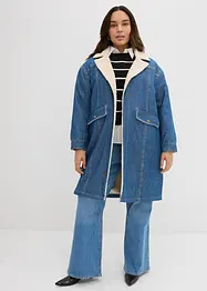 Lange spijkerjas met warme teddy voering voor de winter, bonprix