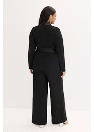 Jumpsuit van gestructureerde crêpe en satijnen inzetstuk, bonprix