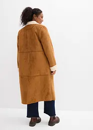 Lange imitatieleren jas met warme teddy voering, bonprix