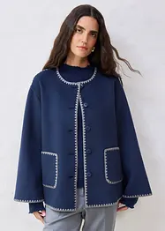 Wollen jas met sierborduursel (2-dlg. set met sjaal), bonprix