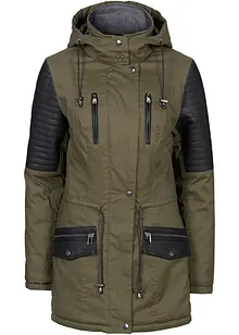 Parka met imitatieleer, bonprix