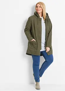 Korte katoenen parka met opstaande kraag, getailleerd, bonprix