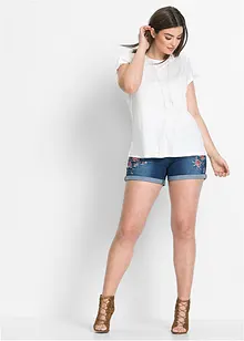 Jeans short met borduursel, bonprix