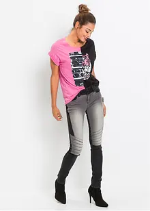 Skinny jeans tweekleurig in bikerstijl, bonprix