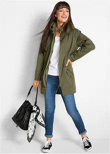 Korte katoenen parka met opstaande kraag, getailleerd, bonprix