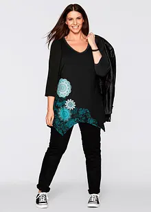 Lang, puntig toelopend shirt met V-hals, 3/4 mouw, bonprix