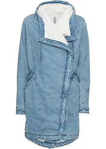 Lange denim jas met teddy, bonprix