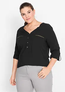 Viscose blouse met V-hals, lange mouw, bonprix