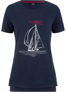 Katoenen T-shirt met print en zijsplitten, bonprix