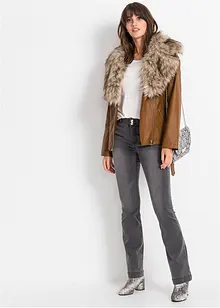 Imitatieleren jas met fake fur, bonprix