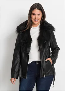 Imitatieleren jas met fake fur, bonprix