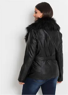 Imitatieleren jas met fake fur, bonprix