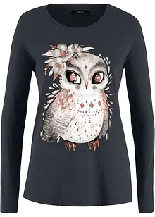 Katoenen longsleeve met uilenprint, bonprix