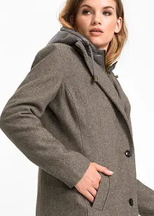 Korte coat in wollen look, in layerlook, bonprix