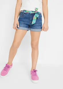 Meisjes jeans short met ceintuur, mid waist, bonprix