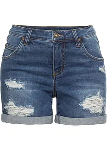 Jeans short met destroyed effecten en mid waist, bonprix