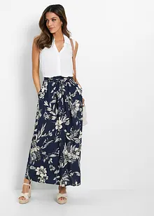 Viscose maxi rok met comfortband en strikkoordjes, bonprix