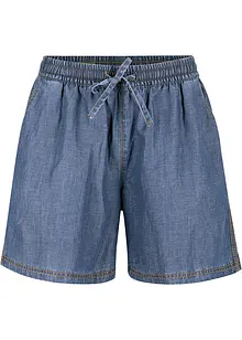 Lichte denim short met linnen en comfortband, extra wijd, bonprix